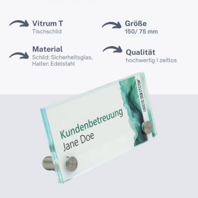 Tischschild Vitrum T 150 75 mm aus Glas